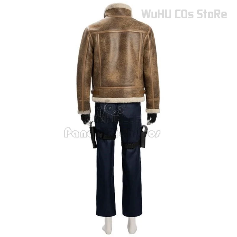 Biohazard Resident 4 Remake Leon S Kennedy Evil Cosplay Fantasia Costume Jacket Shoes Disguise Men Wig Halloween Costumes Poster