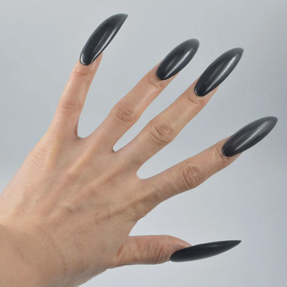10 Uds uñas postizas cubierta completa largo elegante gótico prensa en uñas elegantes puntas de uñas postizas DIY suministro de manicura para mujeres uñas de Halloween