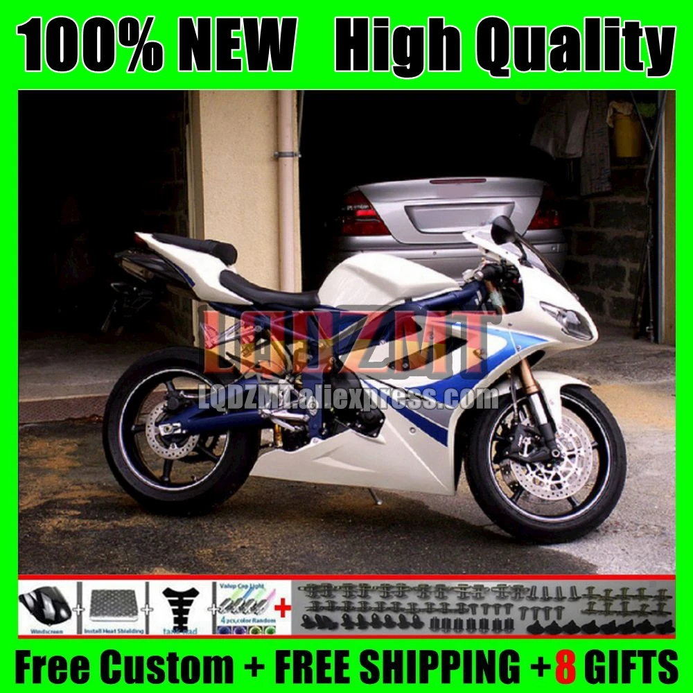 Body Kit For Triumph Daytona 675 CC 13 14 15 16 17 Daytona-675 120No.128 White blue Daytona675 2013 2014 2015 2016 2017 Fairing