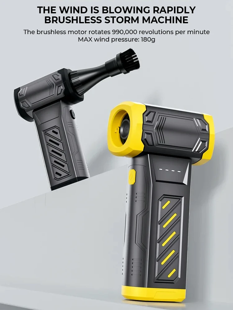 Draadloze Turbo Jet Fan 990000 RPM Draagbare Auto Stofzuiger Borstelloze Motor Gewelddadige Turbo Jet Blower Type-c Oplaadbare