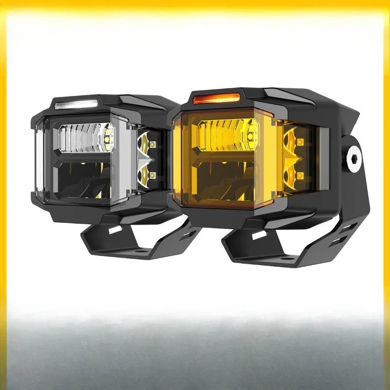 Steam off-road vehicle spotlights, truck spotlights, three-sided luminous spotlights 3-inch A-pillar spotlights