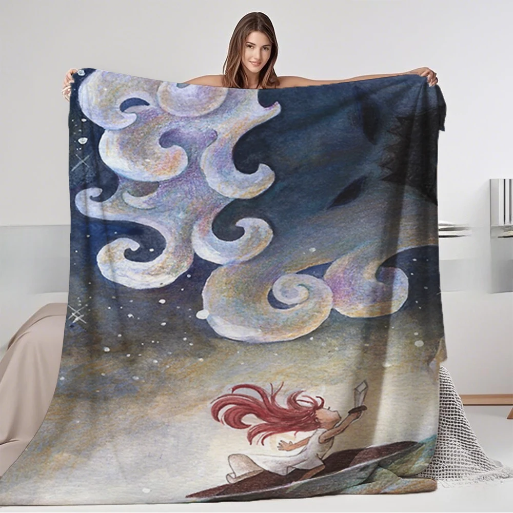 

Retro Home Collection Flannel Blanket A Fearless Girl Plush Throw Quilt With Breathable No-shedding Blankets For Airbnb Hosts