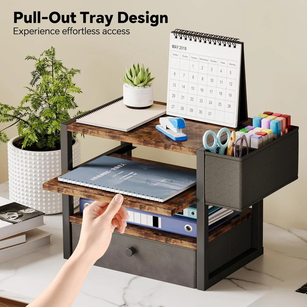 منظمات المكتب وملحقاتها، منظم ملفات صينية الحروف الورقية من 4 طبقات مع درج قماش و3 حامل أقلام، ملحق مكتب المكتب