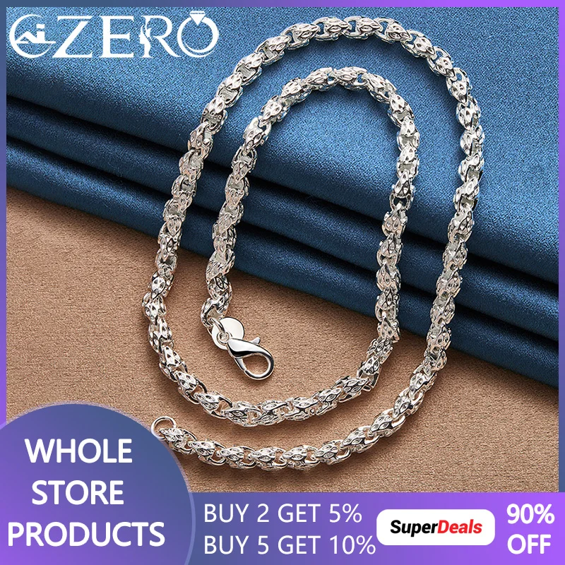 

ALIZERO 925 Sterling Silver 20/24 Inch 5mm Faucet Chain Necklace For Men Women Fashion Wedding Engagement Party Fine Jewelry