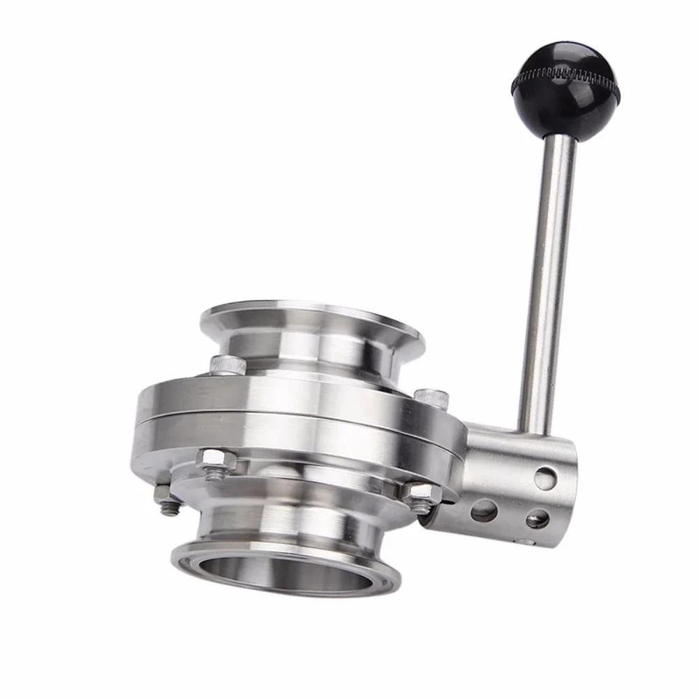 

Clamp Φ57Φ63Φ76mm OD77.5/91mm Butterfly Valve Sanitary 304 Stainless Steel For Homebrew Beer Dairy Product
