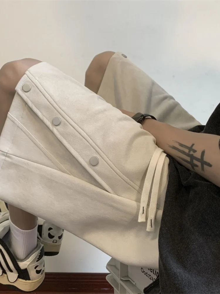 

Faionable Suede ort Pants Men's Summer Casual Loose Mid-Waist Design Sense Cool Leisure Five-Quarter Pants Breathable