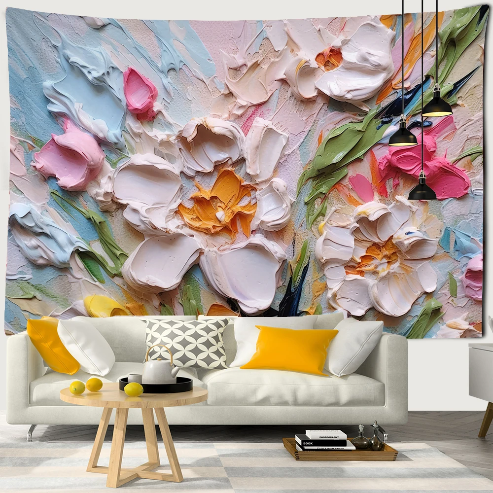 

Flower Tapestries Rose Painting Wall Hanging Home Aestheticism Tapestry for Bedroom Living Room Decoration Hanging Curtain