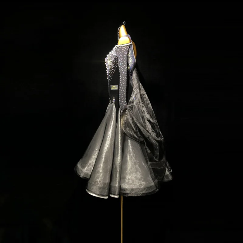 Dançarinos latinos, adultos, crianças, saia longa de malha de veludo personalizada de alta qualidade, saia grande, vestido de pedra Samba AB