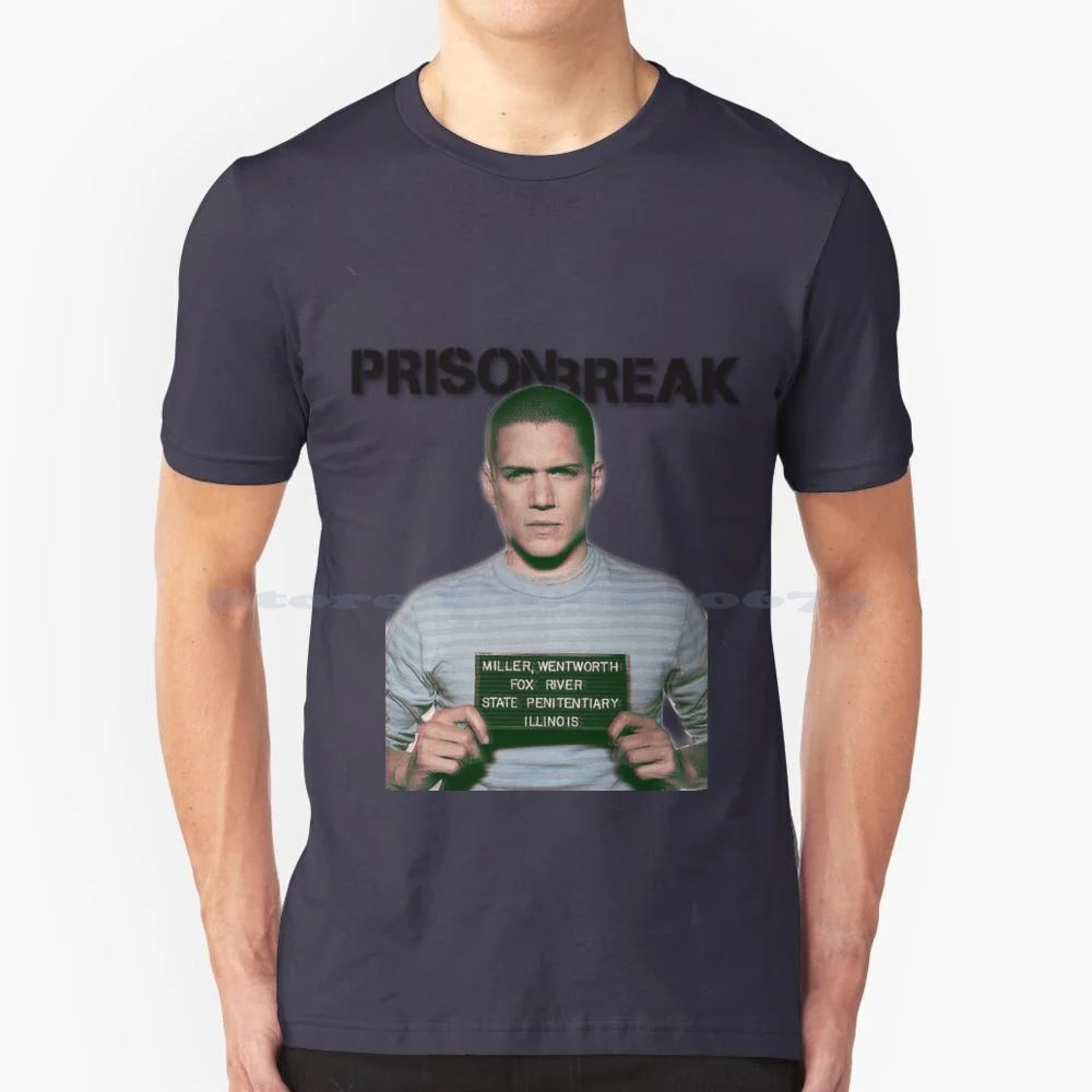 Prison Break T Shirt 100% Cotton Tee Prison Break Michael Scofield Wentworth Miller Tv Show Sucre Lincoln Burrows Jail Mugshot