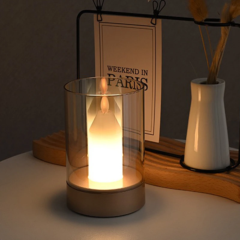 LED Simulated Candle Atmosphere Light Induction Stepless Dimming with Rechargeable Night Light Living Room Bedroom Birthday Gift