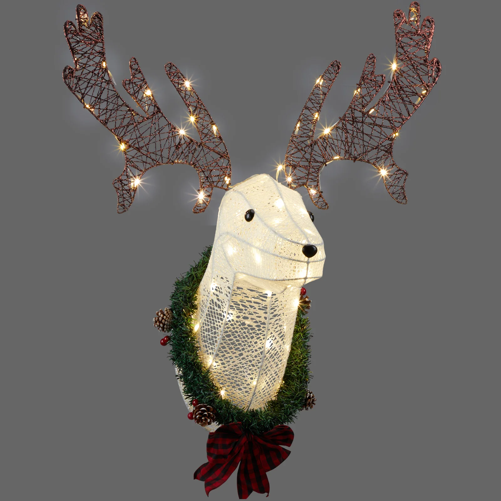 29*27*99cm Deer Head Garland Hanging Wall Warm White Light Winding Powder 4.5V1.35W Christmas Light Moose