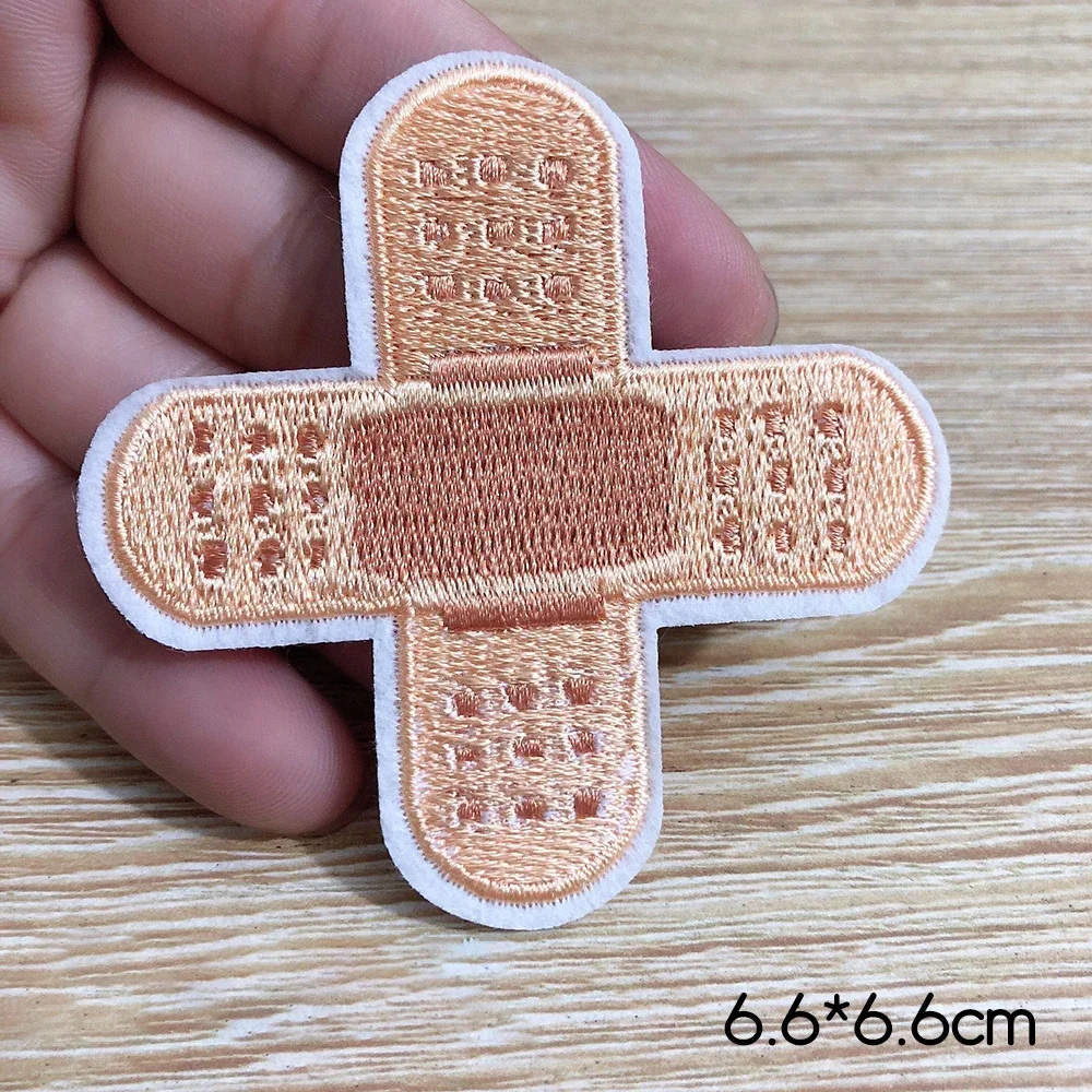 5pcs Cross Bandage Embroidery Patches Embroidered Band-Aid Badges Iron on Patch for Clothing DIY Appliques for Backpack Jackets