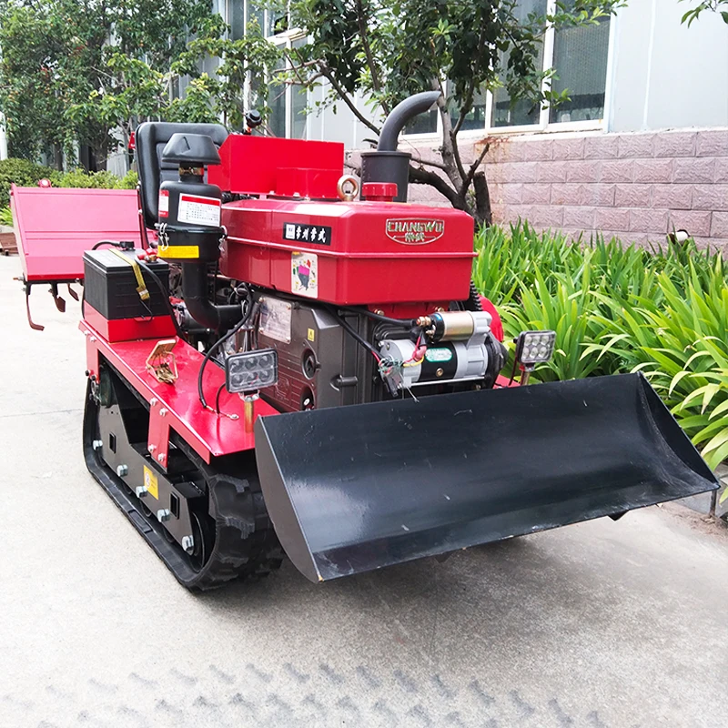 Customized Full Terrain Multi-Function Crawler Tractor Rotary Tiller Farm Cultivator Plowing Equipment with Multiple Working Too