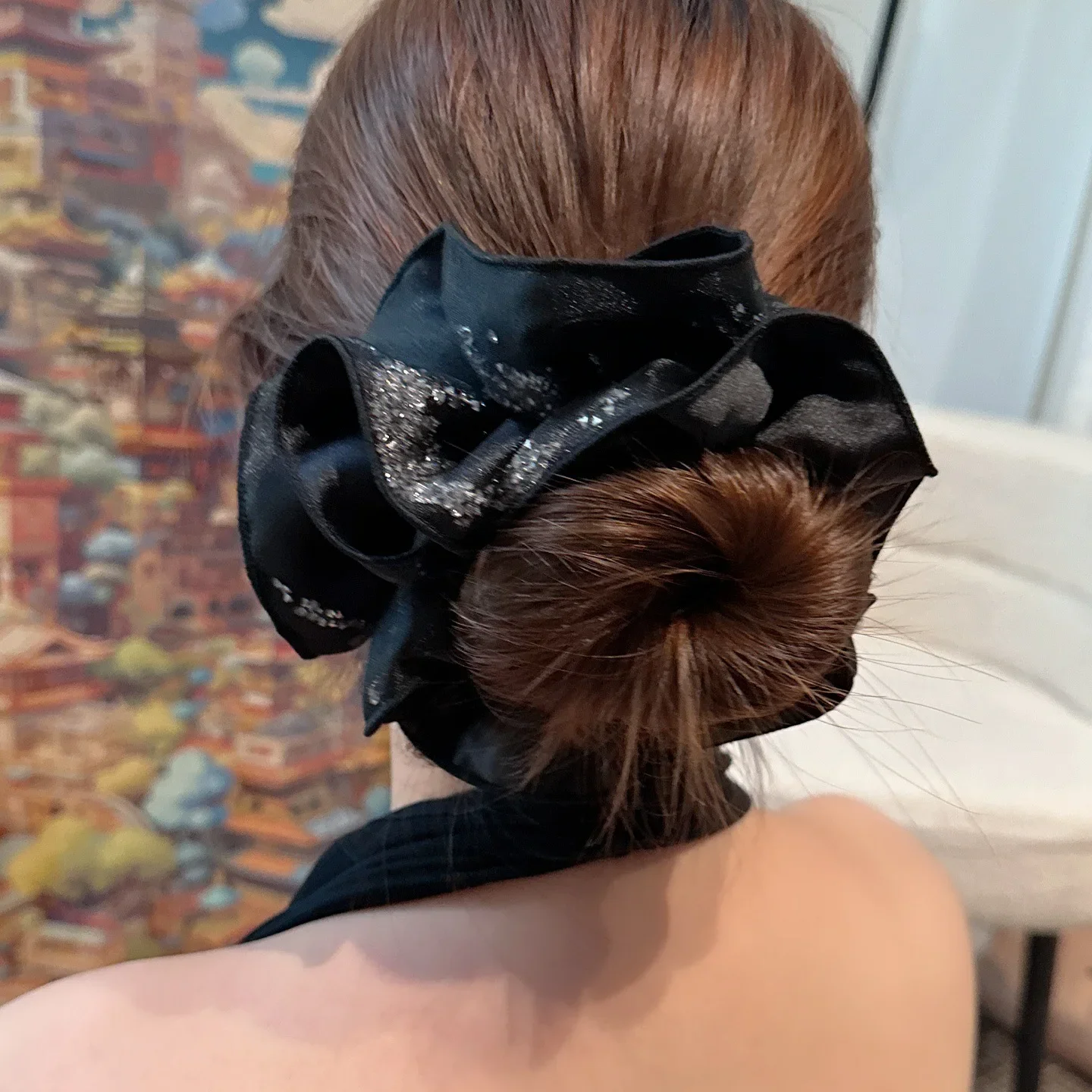 Glänzende Strass-Netz-Haargummis Hochwertige Damen-Haarbänder Elegante Haargummis Vielseitige Koreanische Haaraccessoires