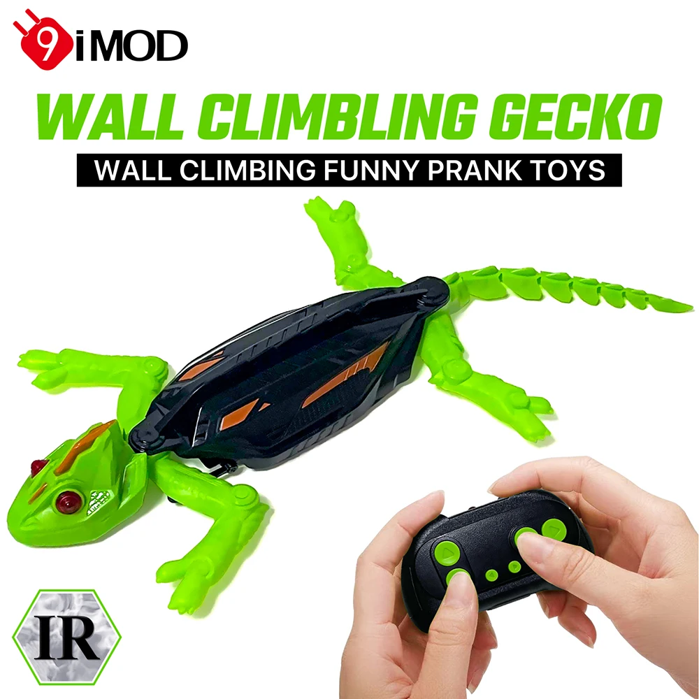 

9IMOD Remote Control Wall Crawler Gecko IR LED 3-Position Switch Can 360° Free Rotation And Wall Drift For Prank Toys & Games