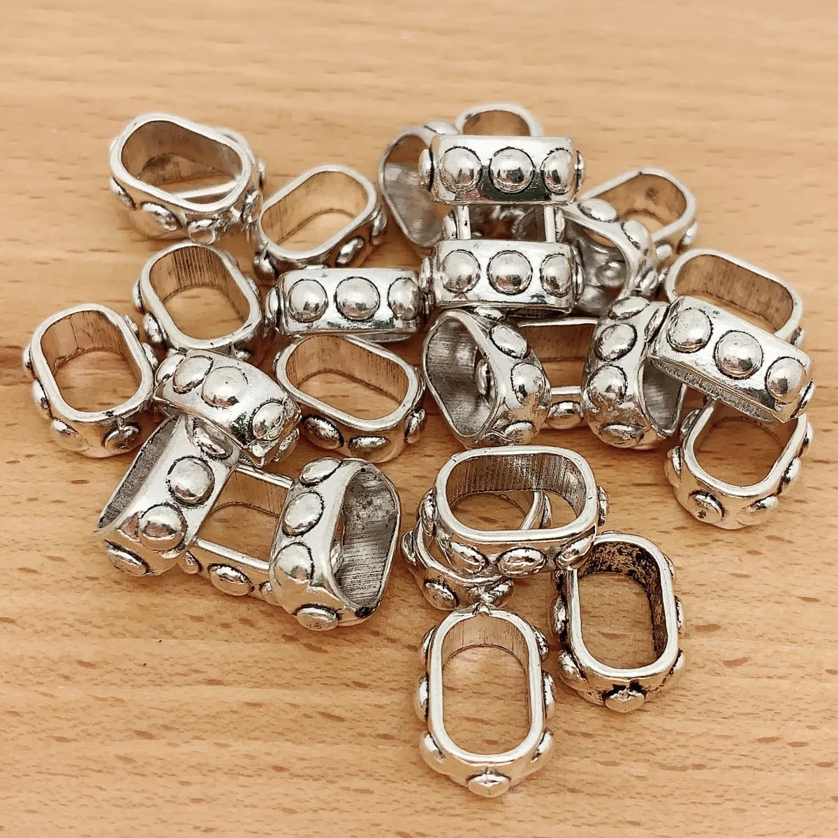 30pcs Tibetan Silver Oval Slider Beads Bracelet Necklace DIY Jewelry Making Accessories 11x15mm Hole:Approx 6.5x10.5mm