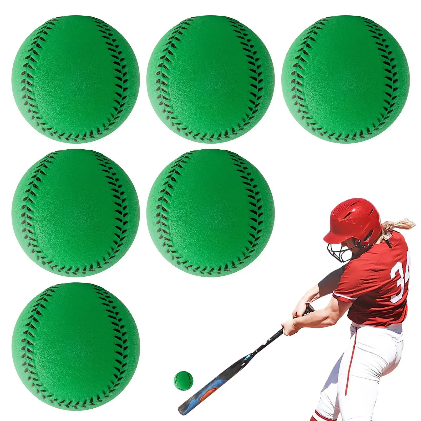Soft Baseballs 6 Pieces Safe Soft PU Foam Throwing Toys Kids Training Balls For Indoor Outdoor Backyard Beach Party Sports