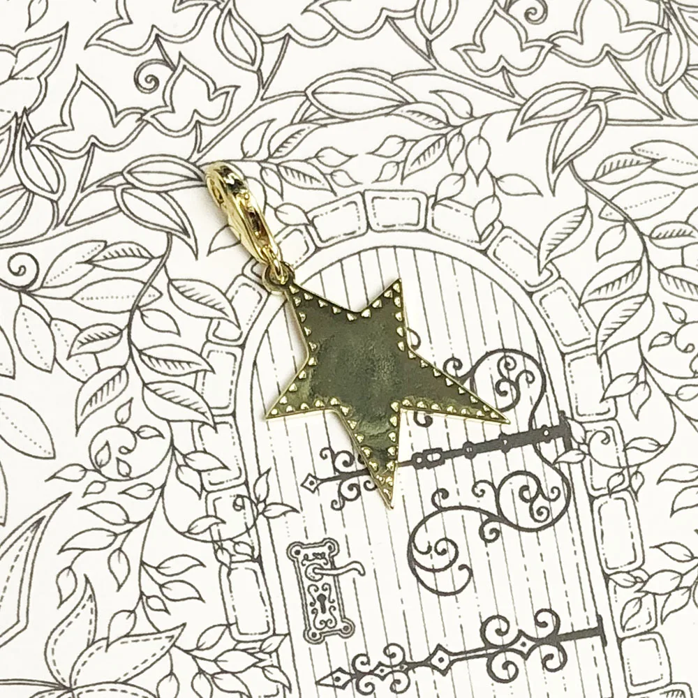 Golden Star Dangle Charm Pendant Brand New 925 Sterling Silver Rock Gift For Women Men Jewelry