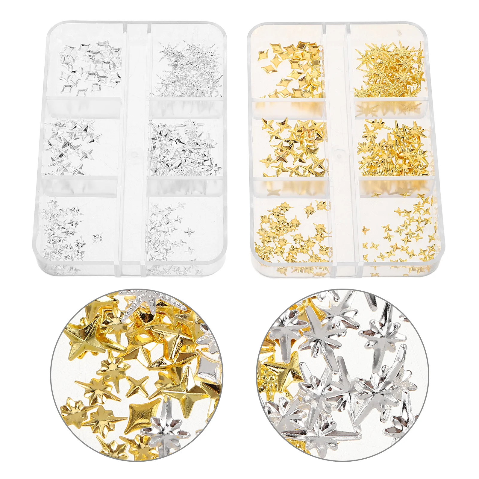 

2pcs Star Charms Mini Metal Studs For Diy Art Decorations Women Manicure Accessories Metallic Gems Salon Supplies Small Golden