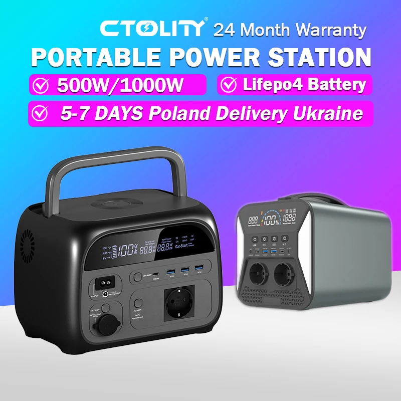 1024Wh Portable Power Power Station Lifepo4 Batteries Powerful Power Bank 1000W Solar Generator Emergency Power Supply Outdoor