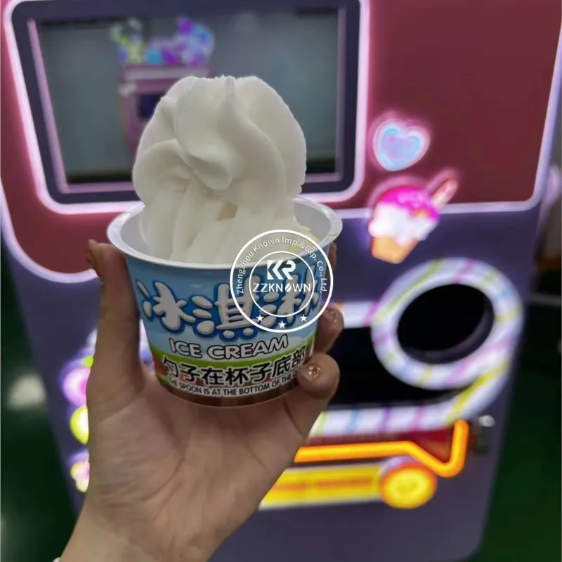 Commercial  Automatic Soft Ice Cream Vending Machine For Market Coin Credit Card Operated