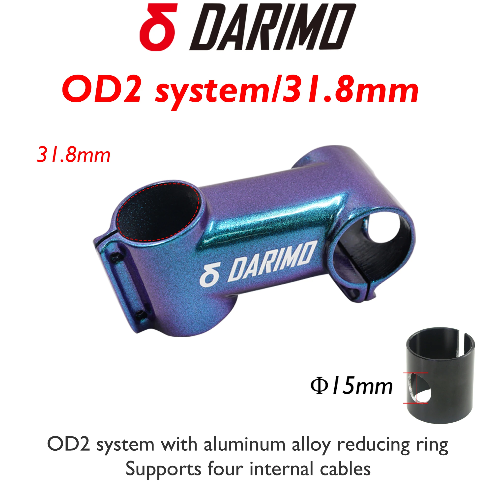 Ultra Light DARIMO Carbon Fiber Stem 31.8mm Clamp for MTB XC Road Bike -17°/-6°60-120mm OD1/OD2 Compatible Colorful painted stem