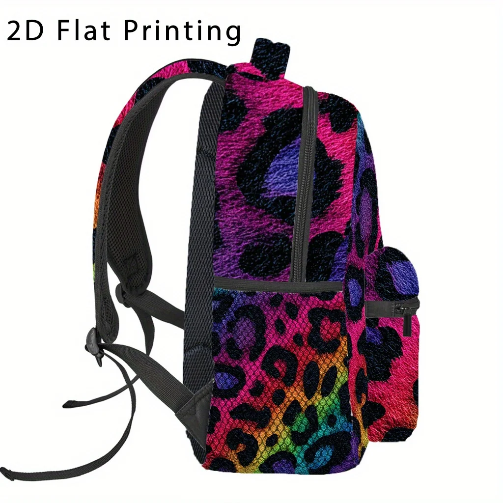 1pc, 2D Flat Printing Leopard Print Tie-Dye Print, School Back Pack, Funny Backpacks, Womens Bags for Work, Stylish Backpack