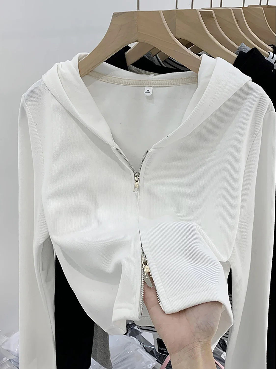 Versatile ort Knitted Jaet with Double Zipper And Cuff Autumn 2025 Women's Faion Casual  Color Long Sve Top