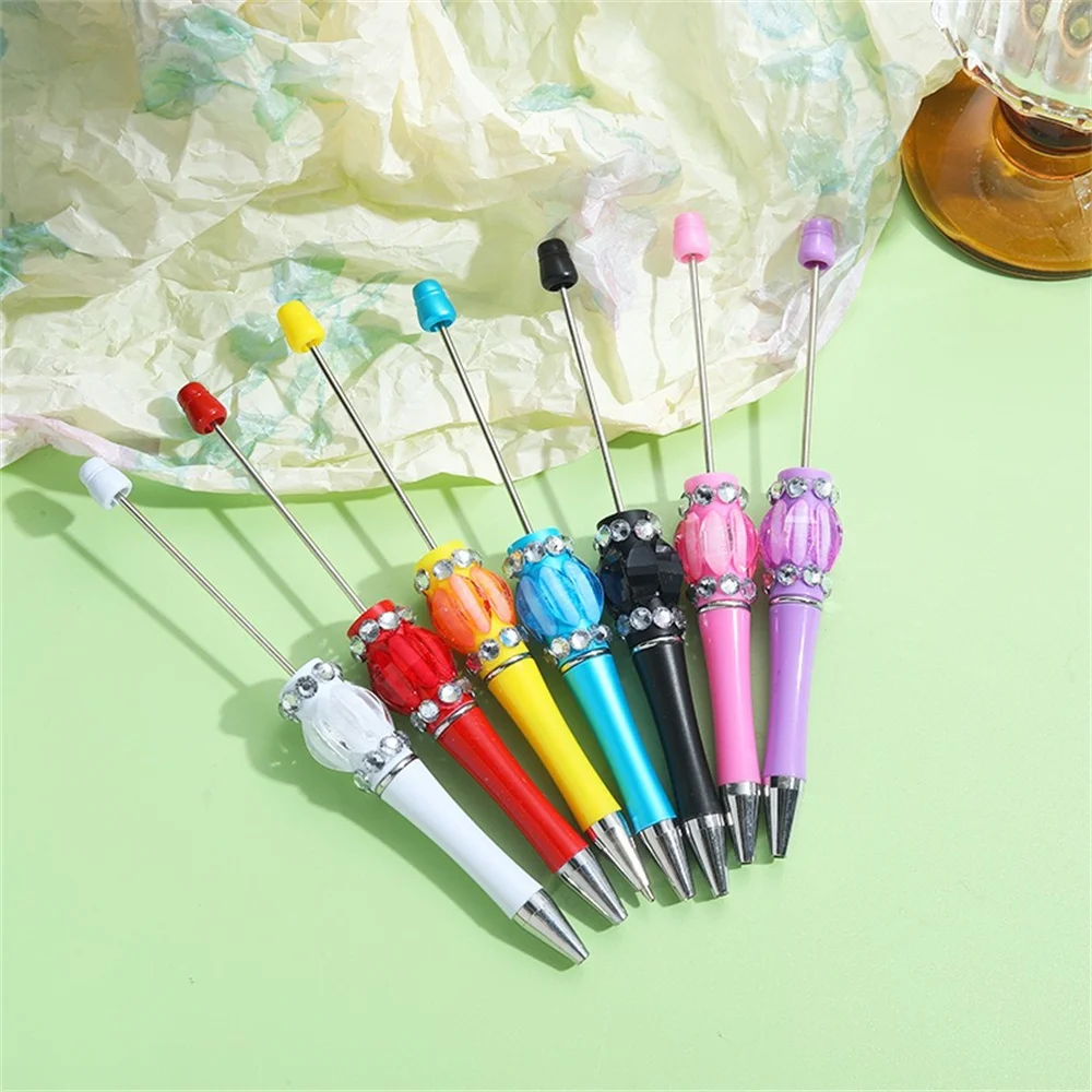 DL Girl Full Diamond Lantern Bead Pen DIY Handmade Stick Diamond Ballpoint Pen Beaded Student Pen Gift Pen