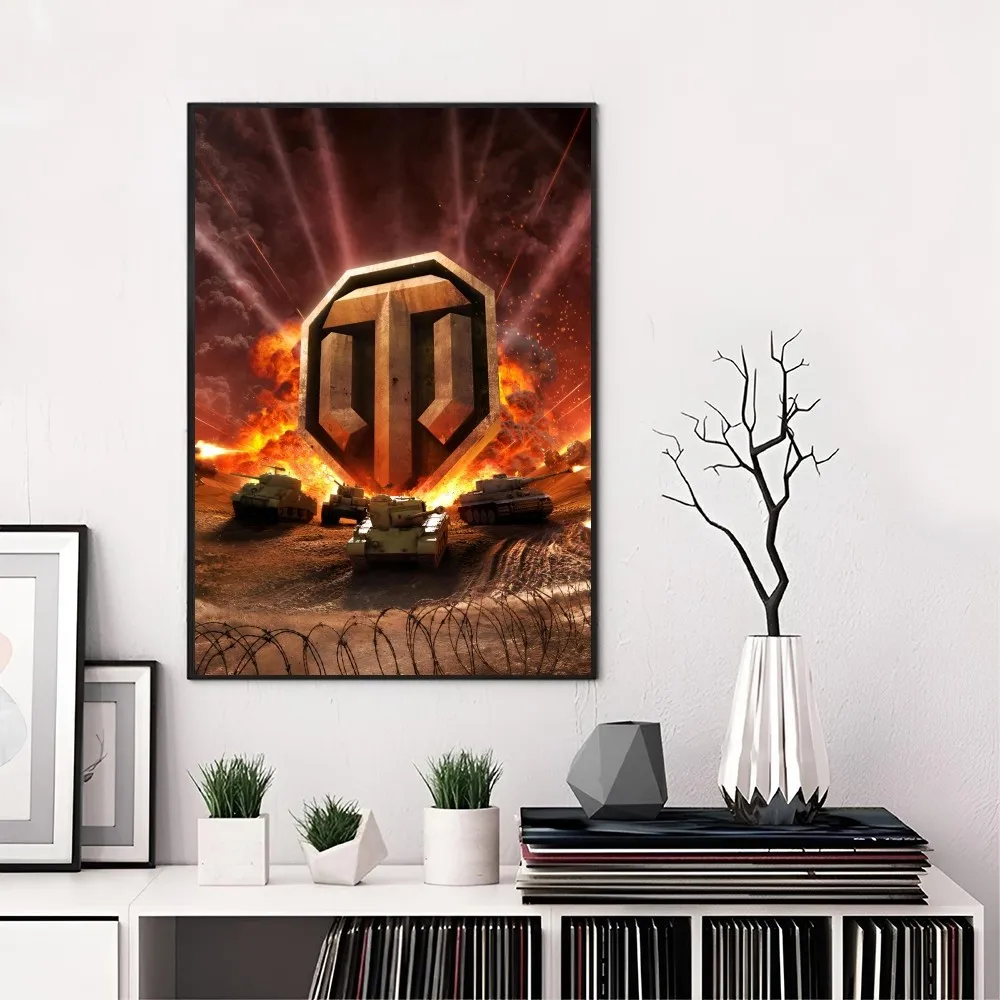 1PC World Of Tanks Poster Self-adhesive Art Waterproof Paper Sticker Coffee House Bar Room Wall Decor