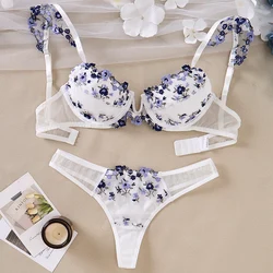 Lingeries Sexy Set Floral Embroidery Push Up Lingerie See through Bra Sets 2pcs Lady Fancy Underwear Delicate Intimate Lingerie