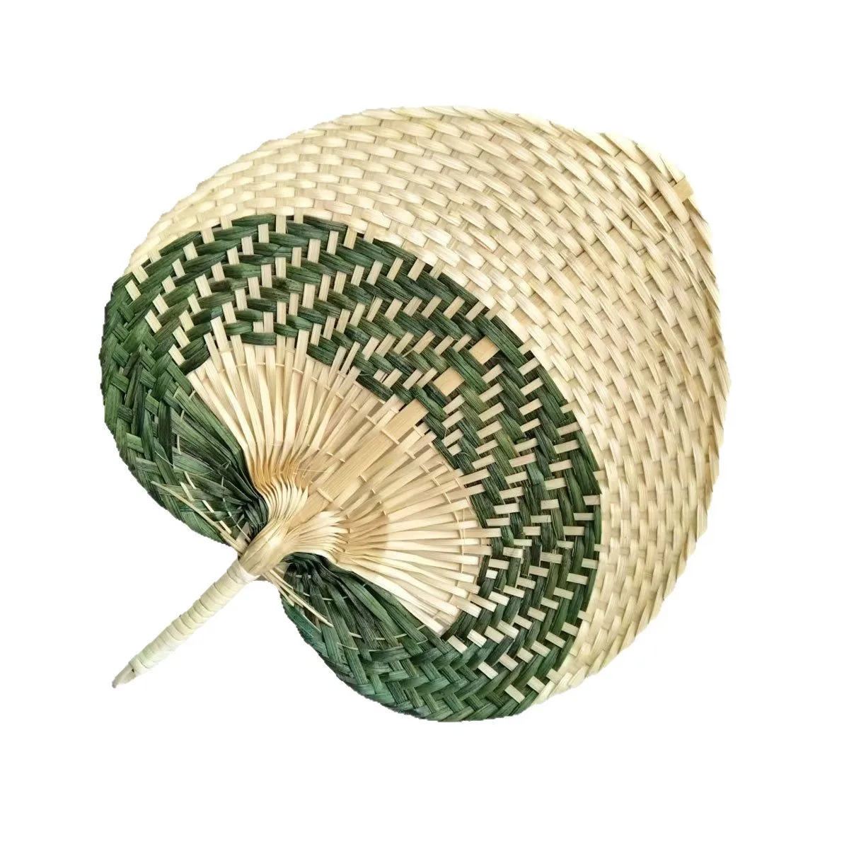 10/20pcs Colorful Handmade Fan Heart Shaped Straw Bamboo Woven Fan Summer Anti-Mosquito Cooler Handfan Home Decor 30X38CM