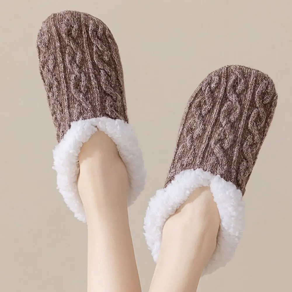 

Fashion Anti-slip Winter Floor Socks Coral Fleece Warm Thicken Plush Socks Soft Knitted Twist Sleeping Socks Girls