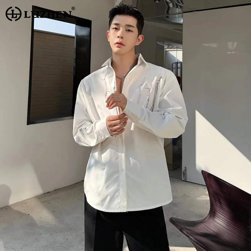 

LUZHEN Autumn Elegant Fashion Long Sleeve Shirts Men's 2024 Trendy Embroidery Design Male Gentleman Tops Korean Clothes LZ2955