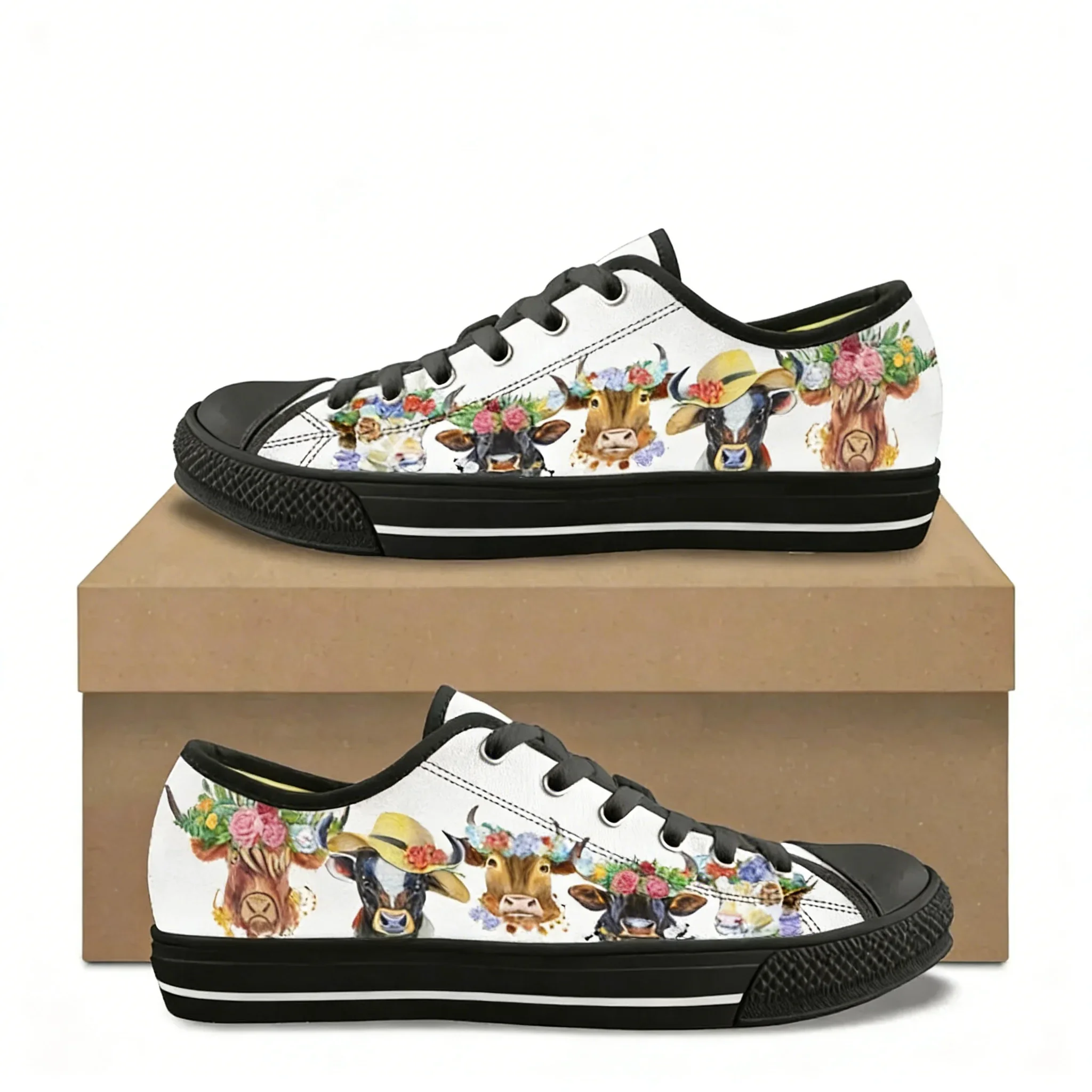 

New Fashion Youth Women Light Canvas Flats Baby Goat Printed Vulcanized Shoes Low Top Casual Sneakers for Students/Adult Zapatos