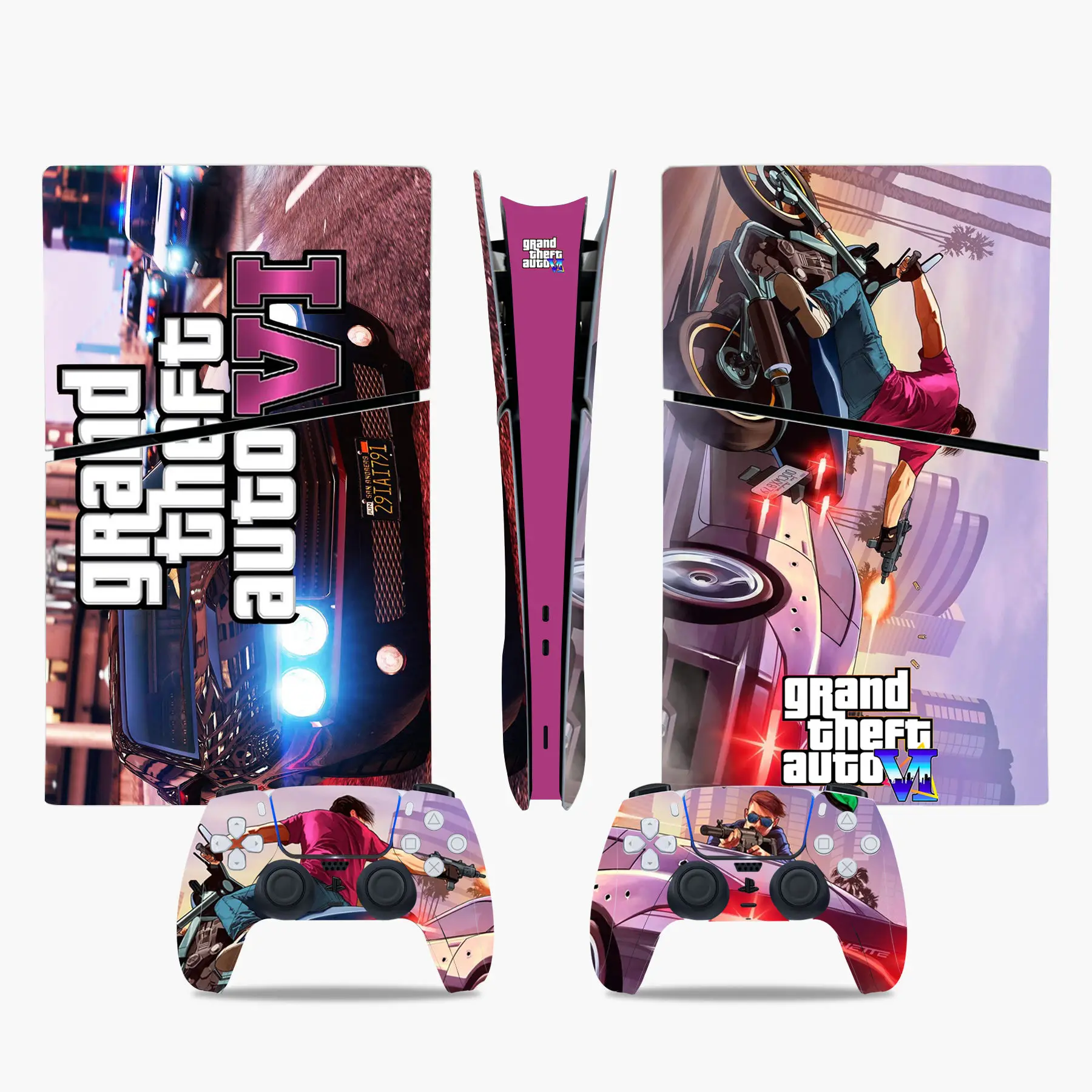 ملصق جلد رقمي تلقائي كبير للسرقة ، غطاء لاصق لوحدة التحكم و وحدتين تحكم ، فينيل ، تلقائي VI ، GTA 6 ، جديد
