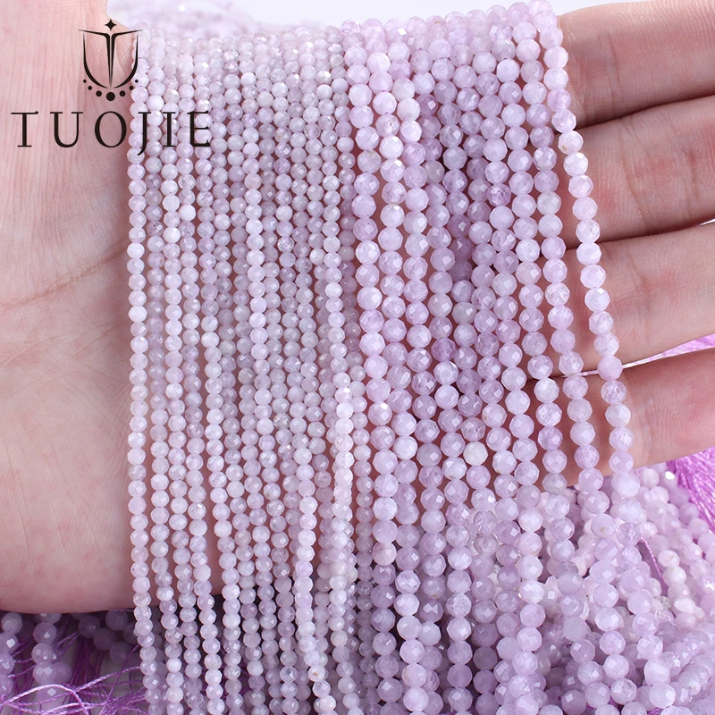 

TUO JIE 10strands/lot Natural 2mm Faceted Kunzite Gemstone Purple Beads Loose Stone Beads for Jewelry Making DIY Accessories