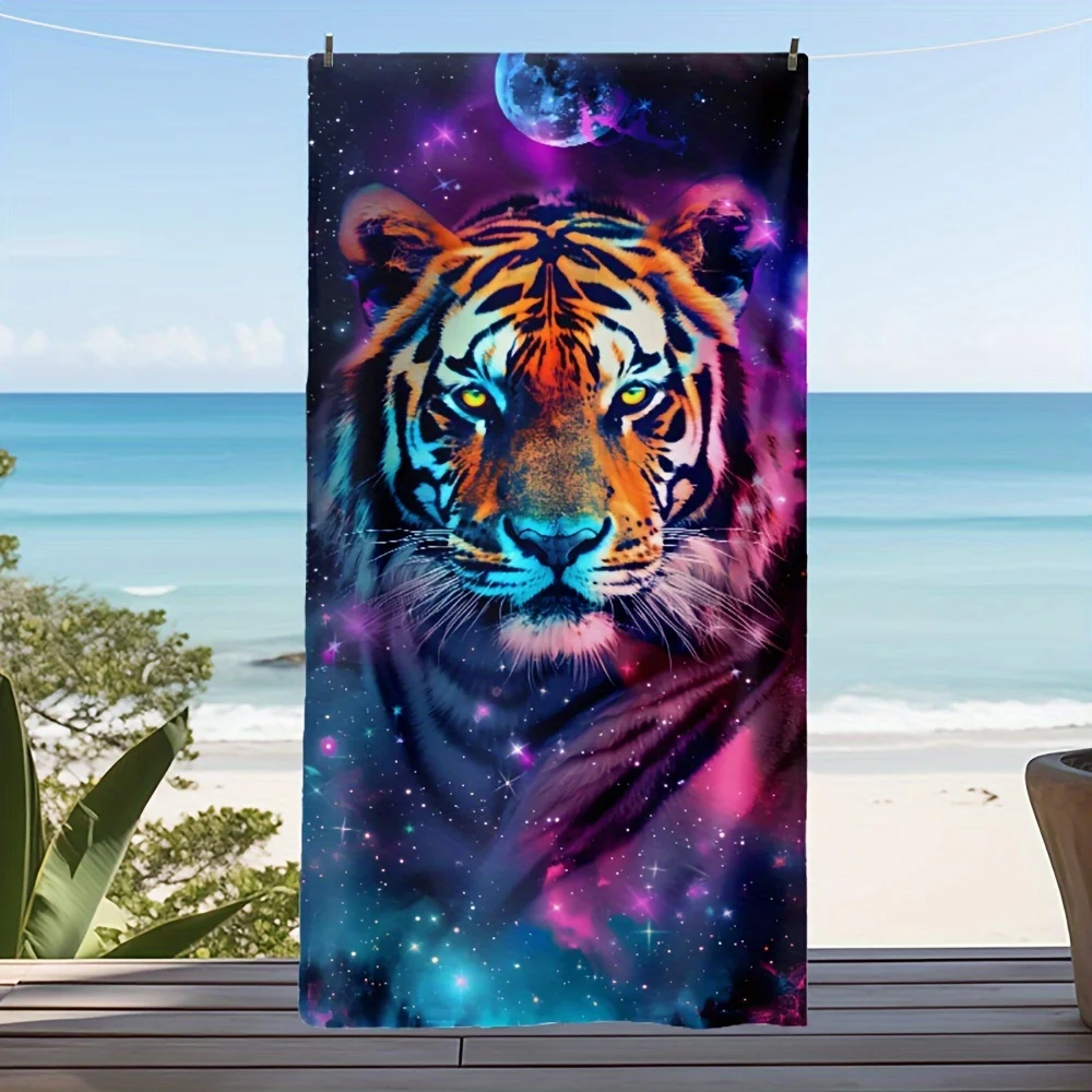 Oversized Tiger Dreamcatcher Beach Towel, Quick Dry Sand-Free Polyester for Travel Swimming Bathroom