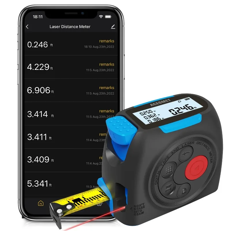 

【From China】Mileseey Dt30 3 In1 Distance Meter 60m Digital Measuring 5m Tape Measure With Measurement Lcd Display