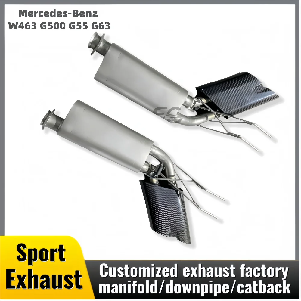 

Valve Exhaust Catback Muffler for Mercedes Benz G-class W463 G63 G500 SS304 Four Tip Luminous Rocket Type Exhaust Pipes