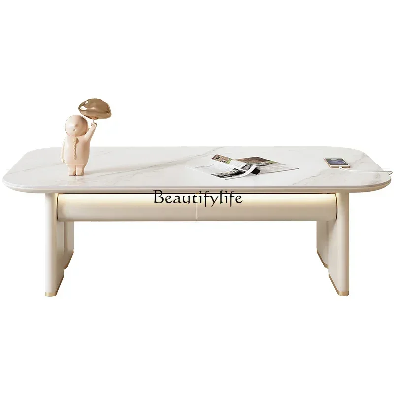 

ls 18Slate cream wind coffee table light luxury modern simple living room household small apartment rectangular 024 new