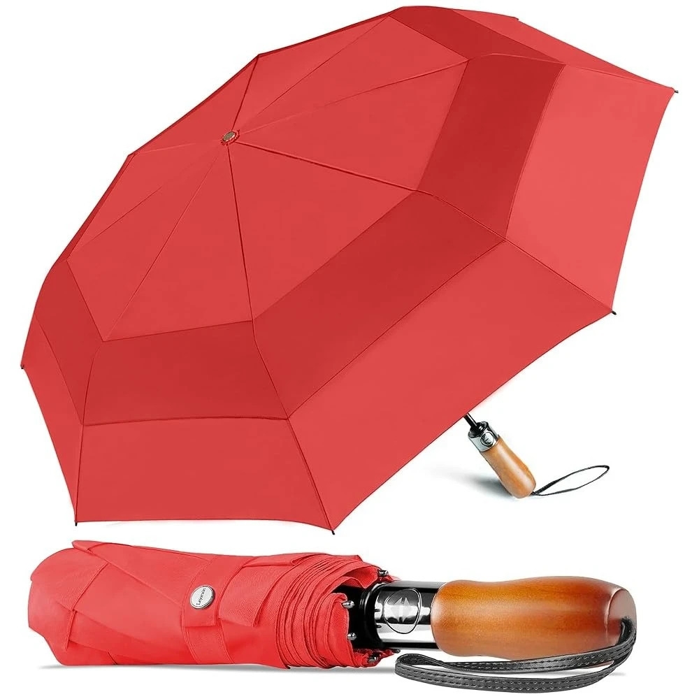 

Large Folding Golf Umbrella - Compact Mens Umbrellas Travel Rain and Windproof 54inch Collapsible Automatic Open Close Umbre
