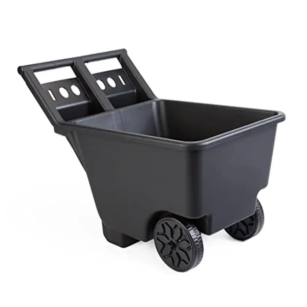 Heavy Duty 4.5 Cubic Feet Wheelbarrow with Extended Handle Rust Resistant Beverage Holder Black