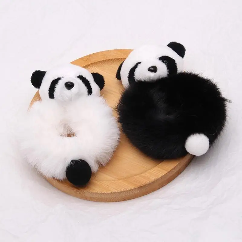 

P9FE Elastic Hair Ties Plush Panda Hair Ropes Hair Scrunchie Hair Accessories