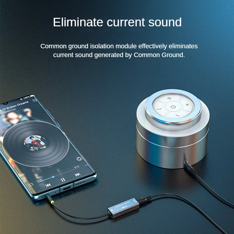3.5mmAudioGroundLoop Isolator Noise EliminatorFor CarAUX Plug-and-PlaySolution For Hissing Sound ReductionWith All Audio Devices