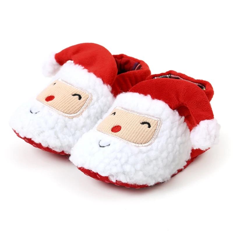 

Infant Winter Snow Boots Christmas Cartoon Santa Claus Warm Baby Walking Shoes for Home, Party Wear