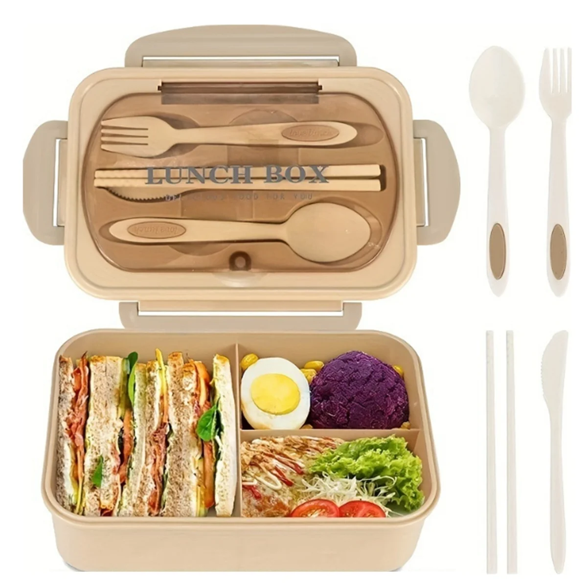 

Lunch Box with Tableware for Picnic Pink