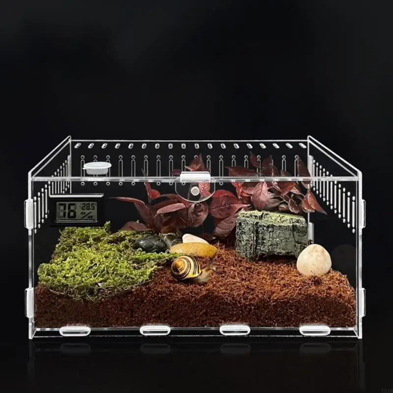 Y51B Insect Feeding Box Acrylic Clear Breeding Case for Small Reptiles 2 Size