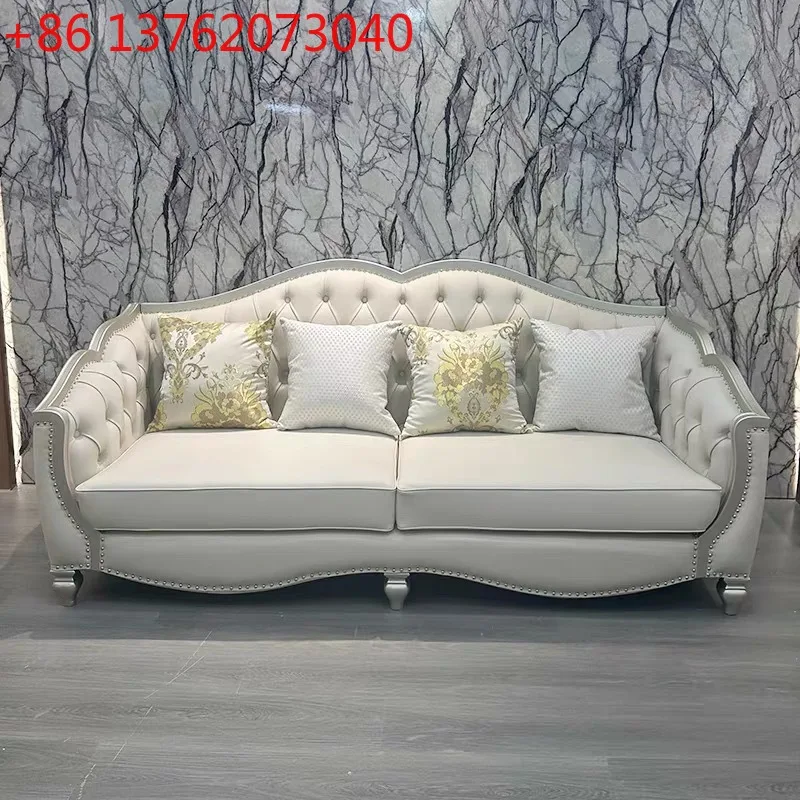 

French light luxury living room combination leather Shao European solid wood villa high-end American furniture