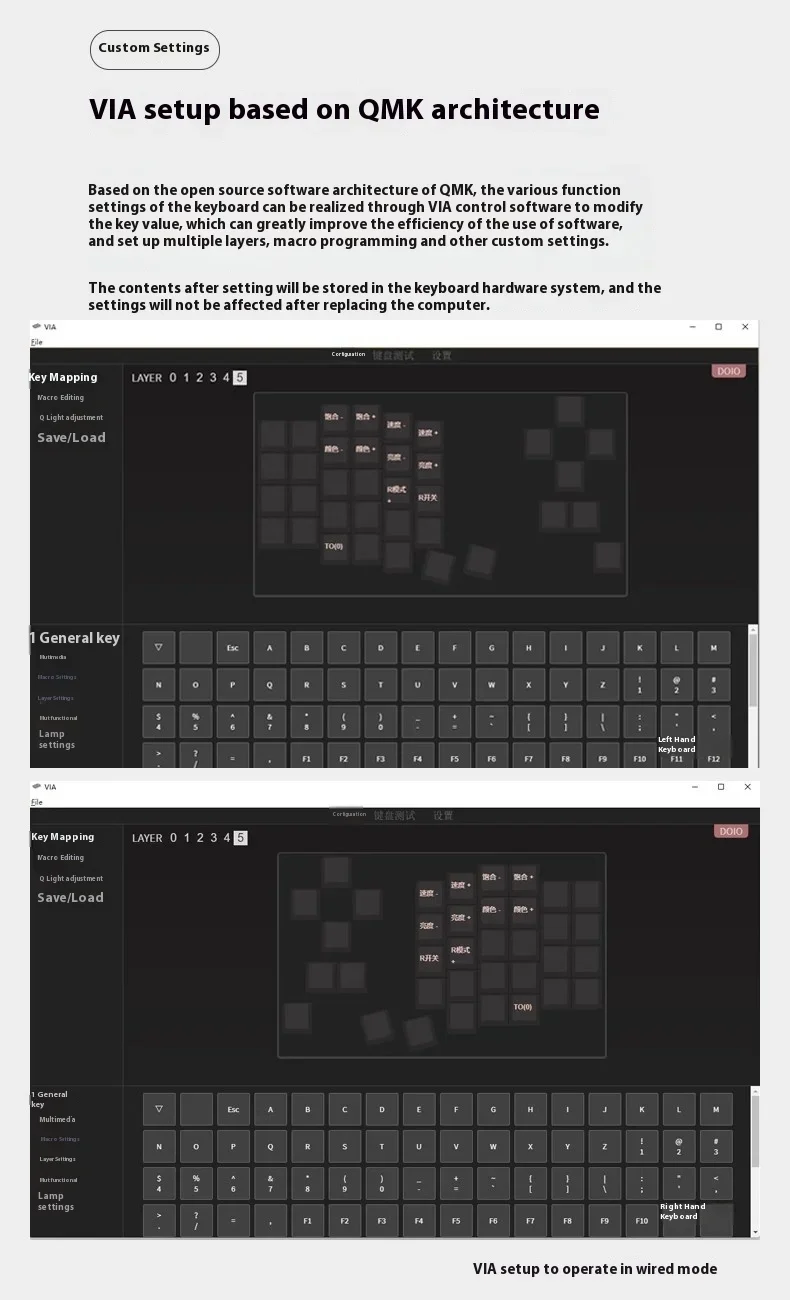 Imagem -04 - Doio Kb29b01 Sofle Split Teclado Mecânico Liga de Alumínio com Dois Botões Teclado para Jogos de Modo Duplo Hot Swap Rgb Via Personalizado